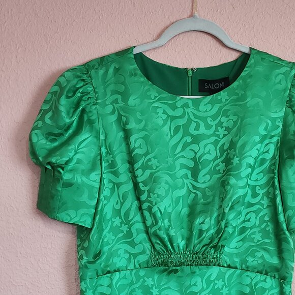 SALONI 100% Silk Green Bianca Midi Dress NWT Size 10 - Picture 8 of 17